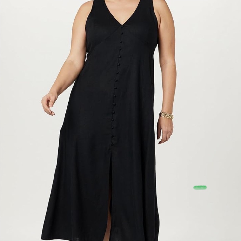 The drop NWT v neck black button down 100% cotton dress